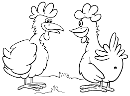 dessin animé, deux poules, caractères, conversation, livre coloration, page  1945188 Art vectoriel chez Vecteezy